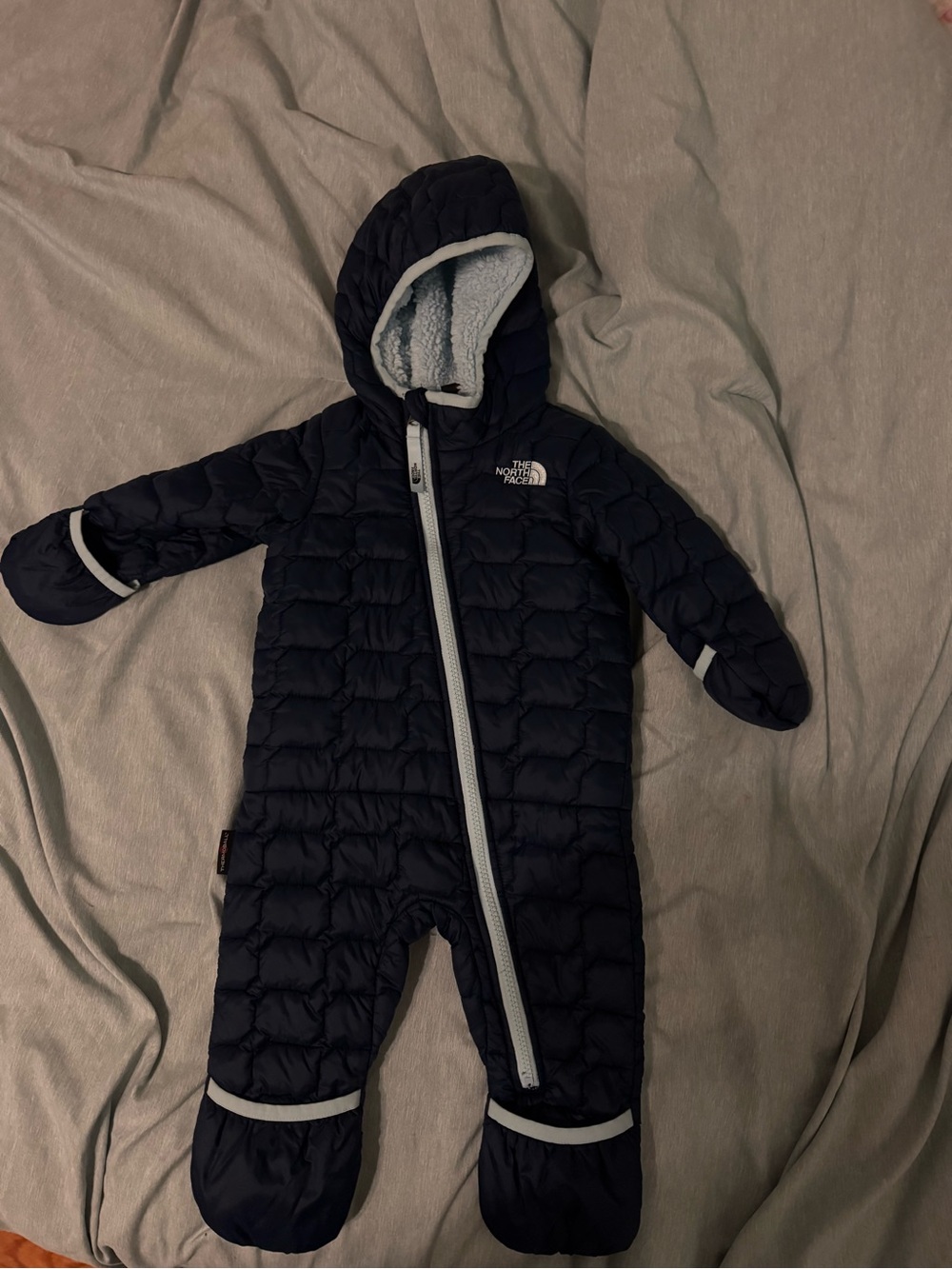The North Face Navy Quilted Infant One-Piece Footie with Hood